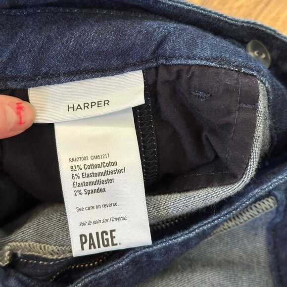 Paige Harper Belted High Rise Wide Leg Jeans Womens Size 32 Dark Wash - Picture 5 of 11